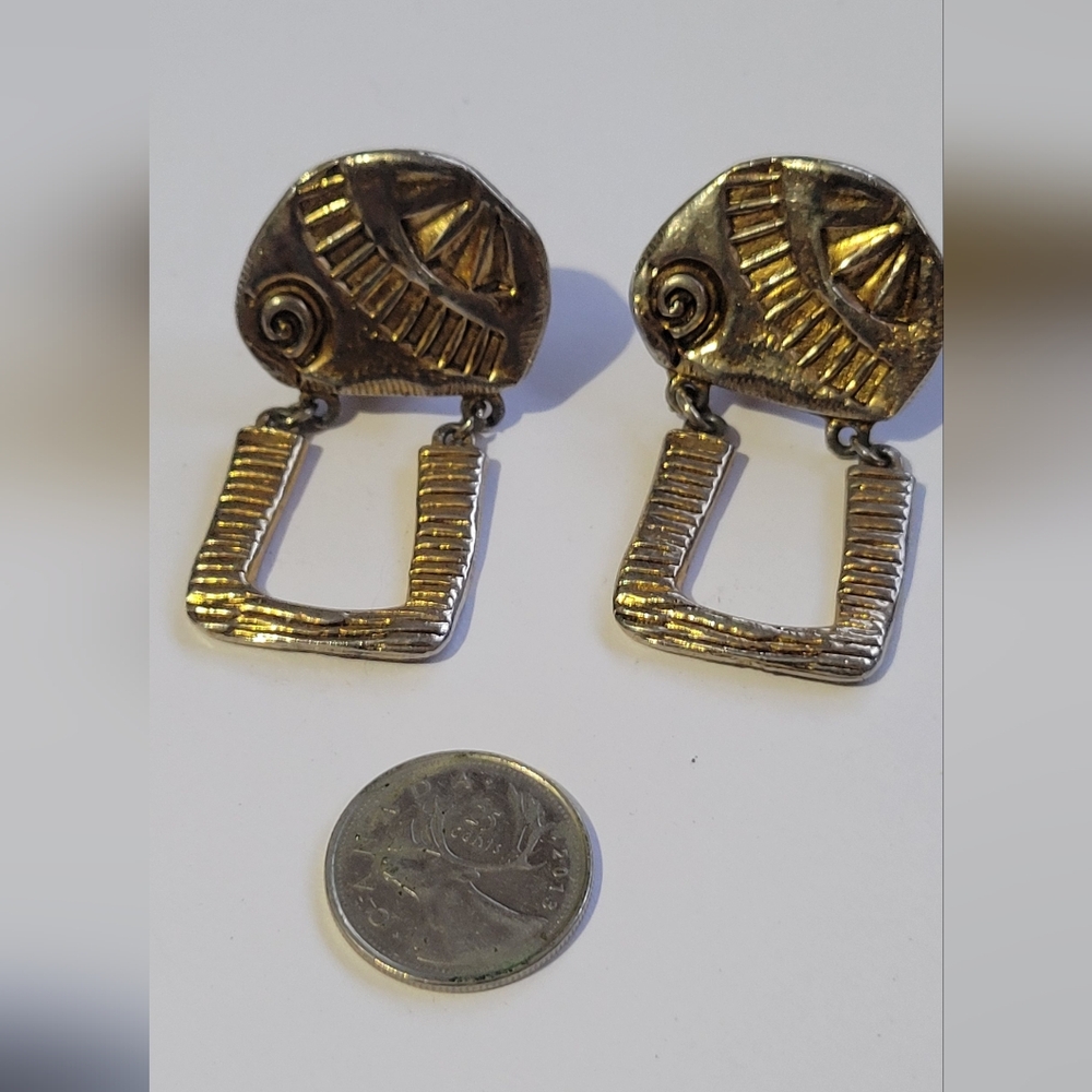 Gold Textured Abstract Clip On Earrings